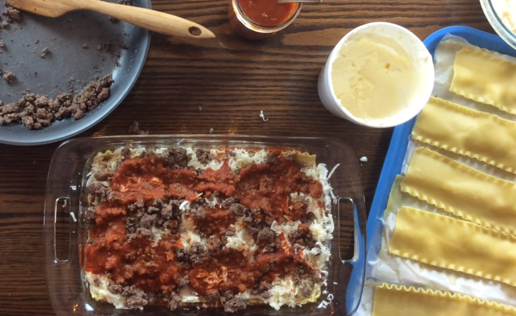 No recipe lasagna assembly is easy because you don't have to measure anything