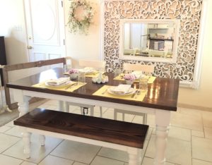 spring tablescape, wreath, mirror