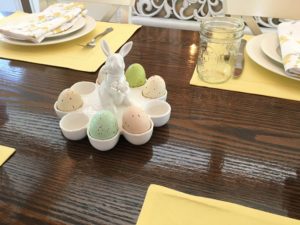 ceramic bunny egg holder centerpiece