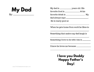 Interior of Free Printable Father's Day Cards