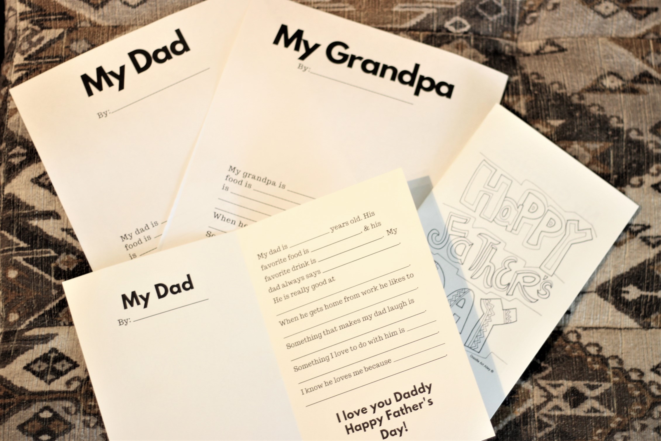 Draw and Color Me Father's Day Card Printable for Grandpa 