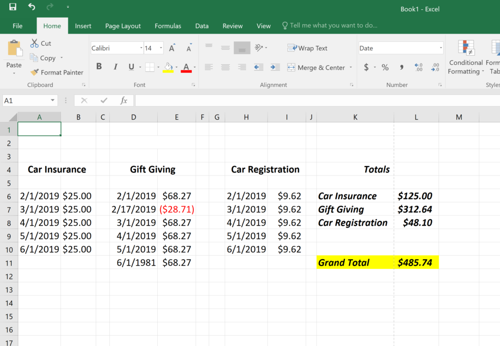 Spreadsheet for weekly budget savings