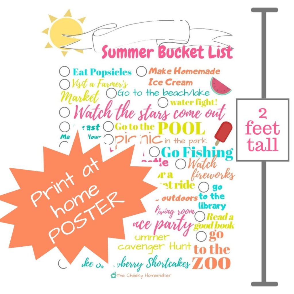 Summer Bucket List Ideas Poster Free Printable